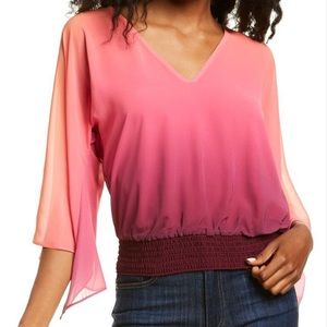 Amanda Uprichard Ombre Pink to Plum V-Neck Blouse